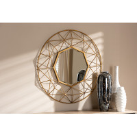 Baxton Studio RXW-6138 Astra Modern and Contemporary Gold Finished Geometric Accent Wall Mirror